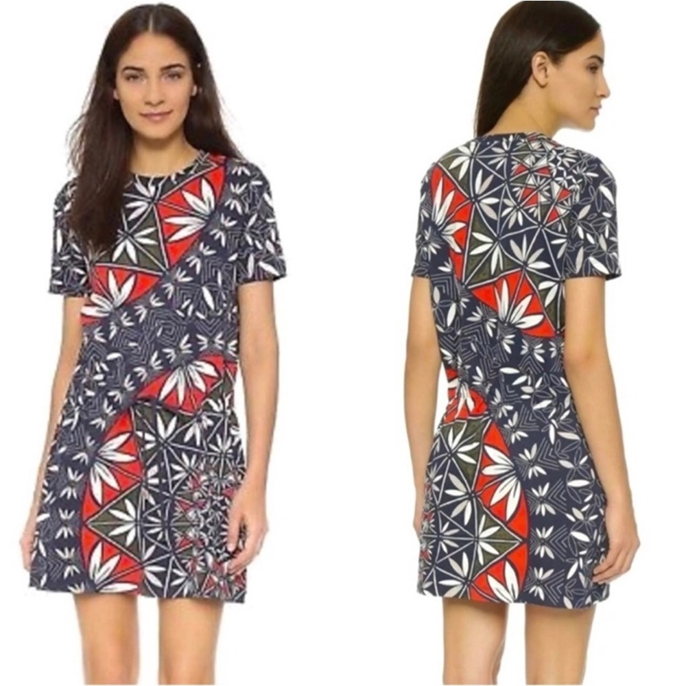 EUC Tory Burch Short-Sleeve Pottery Pima Cotton Drawstring Dress